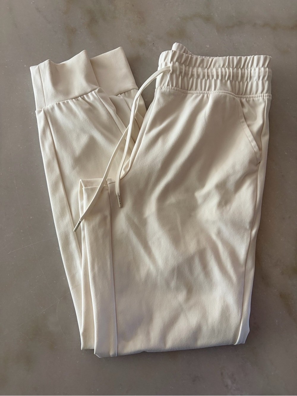 Yogalicious Off-White Slim Track Joggers with Drawstring